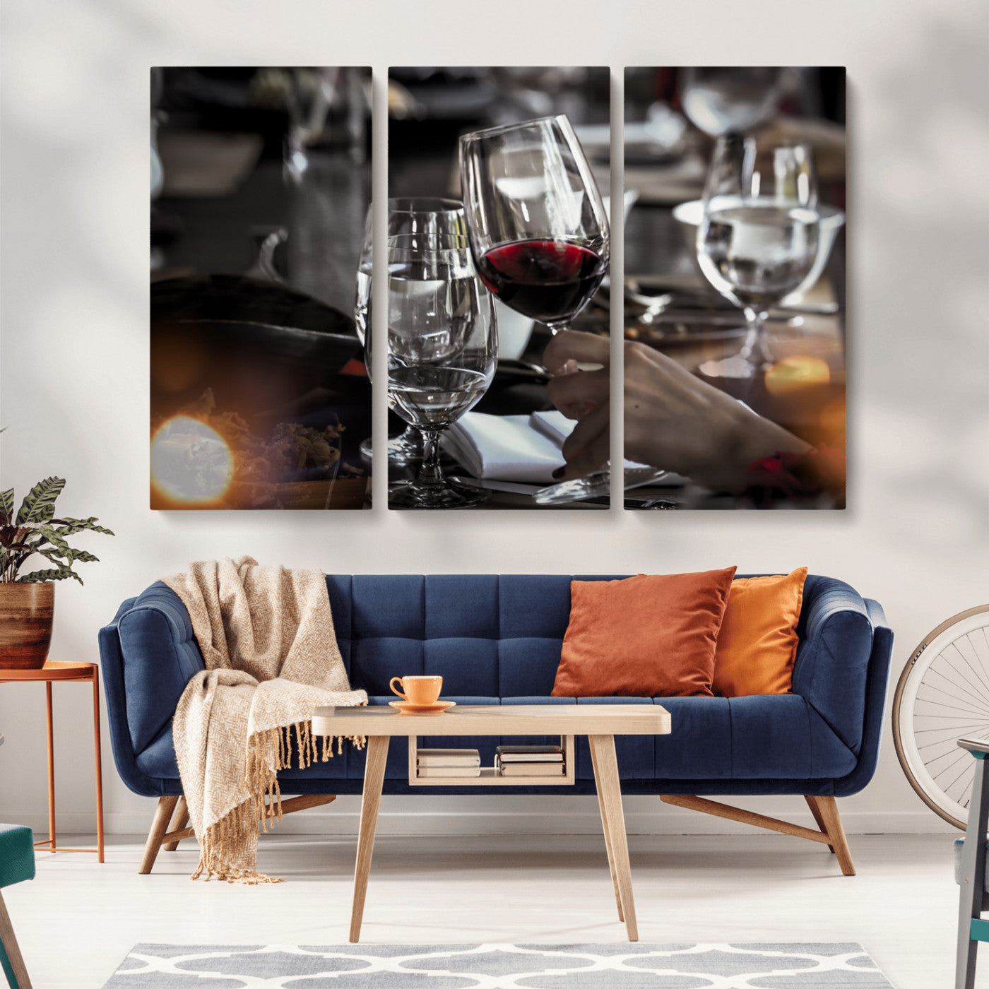 75513-MGV-CV-36X24-Elegant Wine Toast Wall Art – Close-Up Red Wine Glass at Dinner Table Canvas Print, Sophisticated Dining Room or Bar Decor
