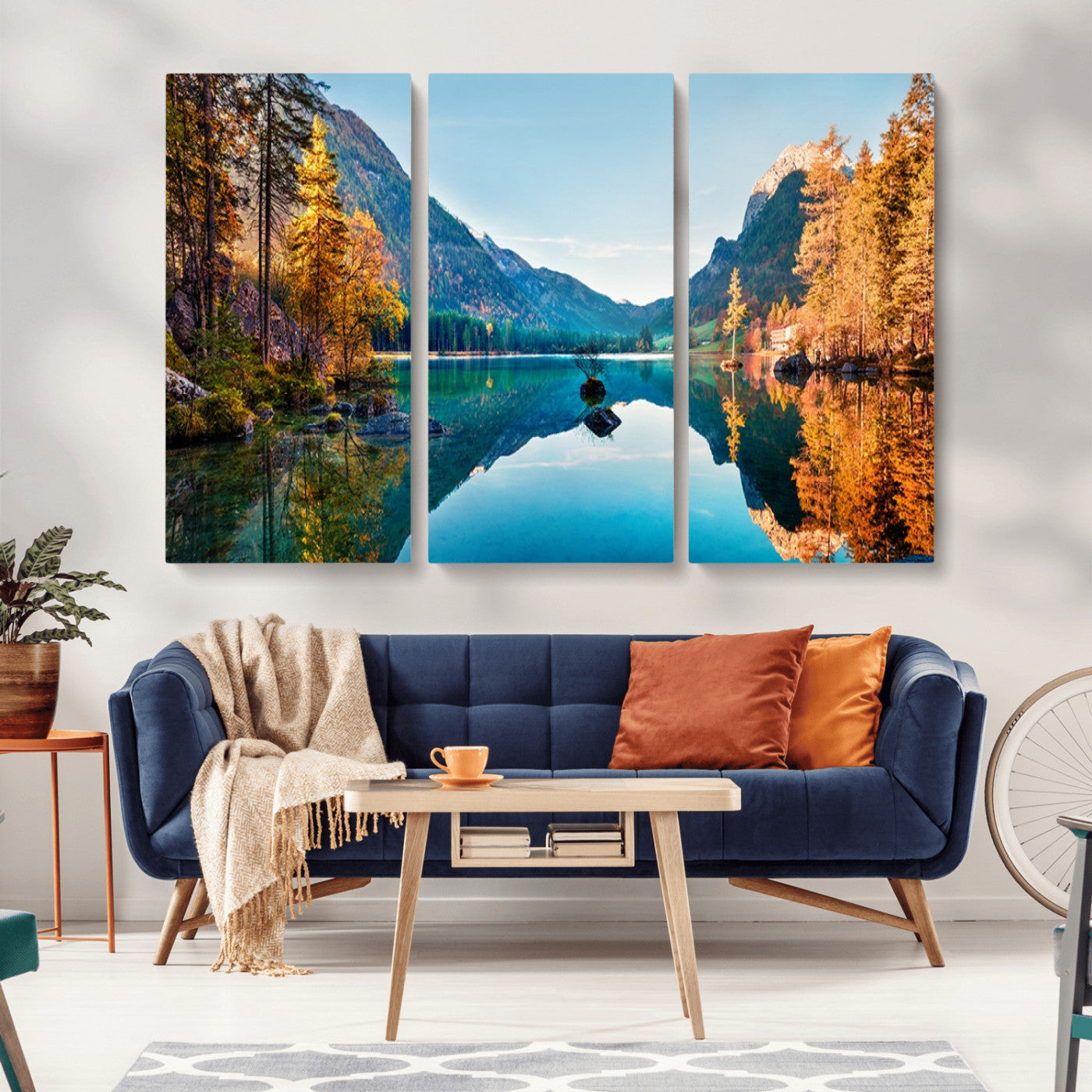 32962-MGV-CV-36X24-Mountain Lake Wall Art – Tranquil Autumn Landscape Canvas Print, Nature Reflection Decor for Living Room, Bedroom, Office or Cabin