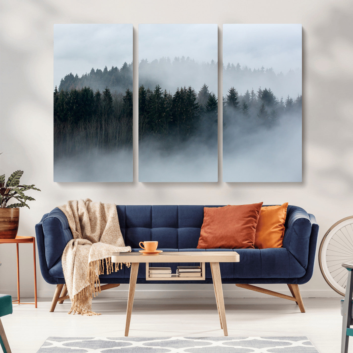 42596-MGV-CV-36X24-Misty Forest Wall Art – Atmospheric Pine Trees Canvas Print, Nature Landscape Decor for Living Room, Bedroom, Office, or Cabin
