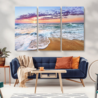 53006-MGV-CV-36X24-Ocean Beach Sunset Wall Art – Vibrant Seascape Canvas Print, Coastal Home Decor for Living Room, Bedroom, Office or Beach House
