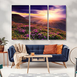 49741-MGV-CV-36X24-Mountain Sunrise Wall Art – Vibrant Floral Landscape Canvas Print, Nature Home Decor for Living Room, Bedroom Office or Cabin