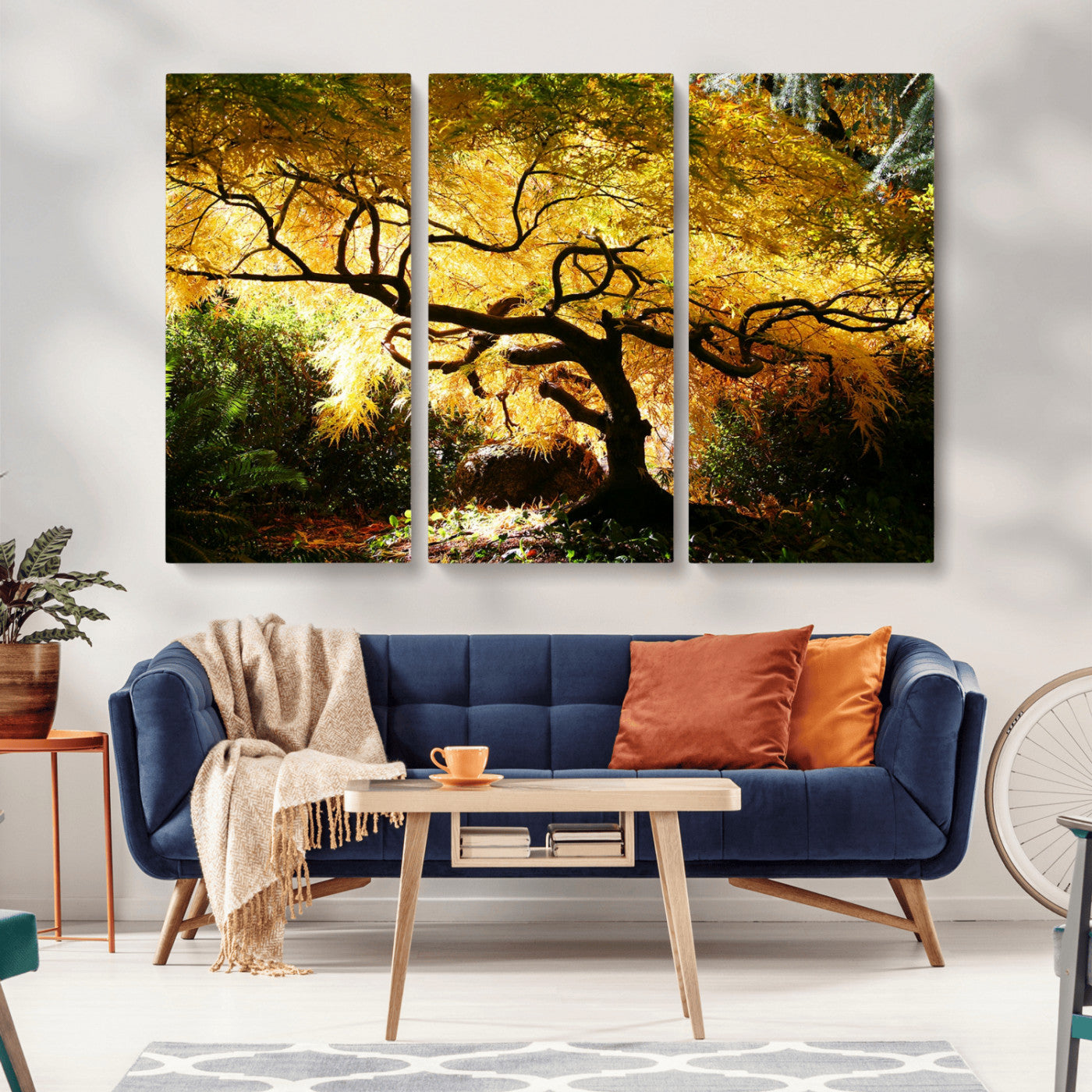19067-MGV-CV-36X24-Golden Canopy Wall Art – Panoramic Autumn Tree Canvas Print, Warm Seasonal Decor for Living Room, Office or Garden Space