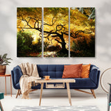19067-MGV-CV-36X24-Golden Canopy Wall Art – Panoramic Autumn Tree Canvas Print, Warm Seasonal Decor for Living Room, Office or Garden Space