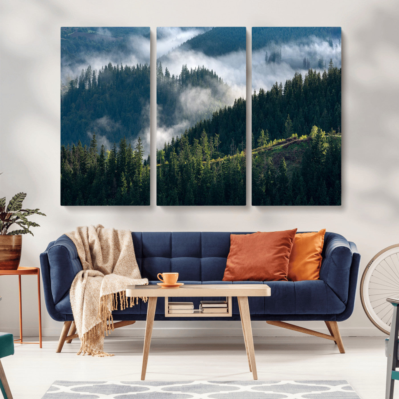 55972-MGV-CV-36X24-Whispering Pines Wall Art – Panoramic Misty Forest Canvas Print, Serene Nature Decor for Home, Office or Cabin Retreat