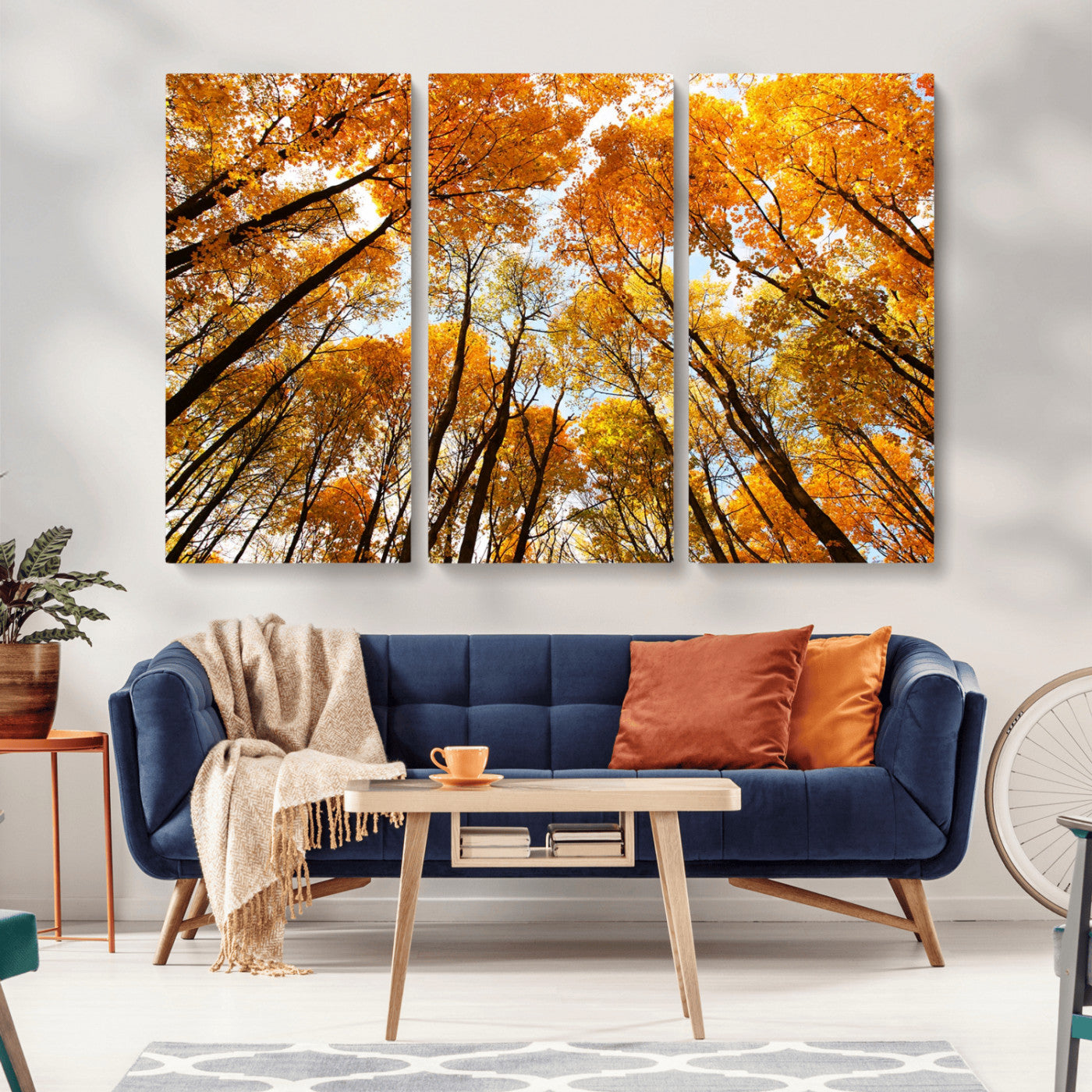 11823-MGV-CV-36X24-Golden Autumn Tree Canopy Wall Art – Stunning Fall Forest Leaves Print, Warm Seasonal Nature Decor for Home, Office or Cabin