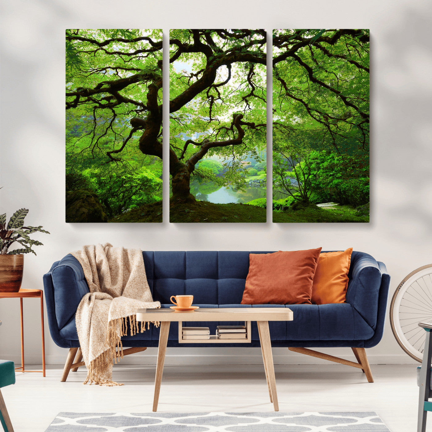 18094-MGV-CV-36X24-Emerald Canopy Wall Art – Panoramic Lush Green Tree Canvas Print, Serene Nature Decor for Office, Living Room or Meditation Space