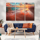 77723-MGV-CV-36X24-Sunset Beach Wall Art – Vibrant Ocean Waves and Golden Horizon Canvas Print, Coastal Seascape Photography Home Decor