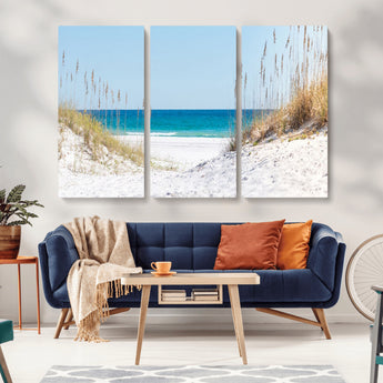 58498-MGV-CV-36X24-White Sandy Beach Wall Art – Panoramic Coastal Canvas Print, Ocean View Decor for Living Room, Bedroom, Office, Relaxing Seaside