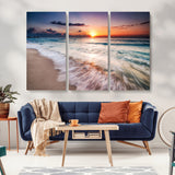99906-MGV-CV-36X24-Morning Tide Canvas Print – Soft Sunrise Ocean Waves Wall Art, Coastal Serenity Decor for Home & Office