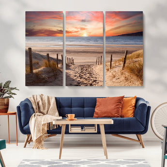 78111-MGV-CV-36X24-Sunset Pathway Wall Art – Panoramic Coastal Canvas Print, Tranquil Beach Decor for Living Room, Office or Bedroom