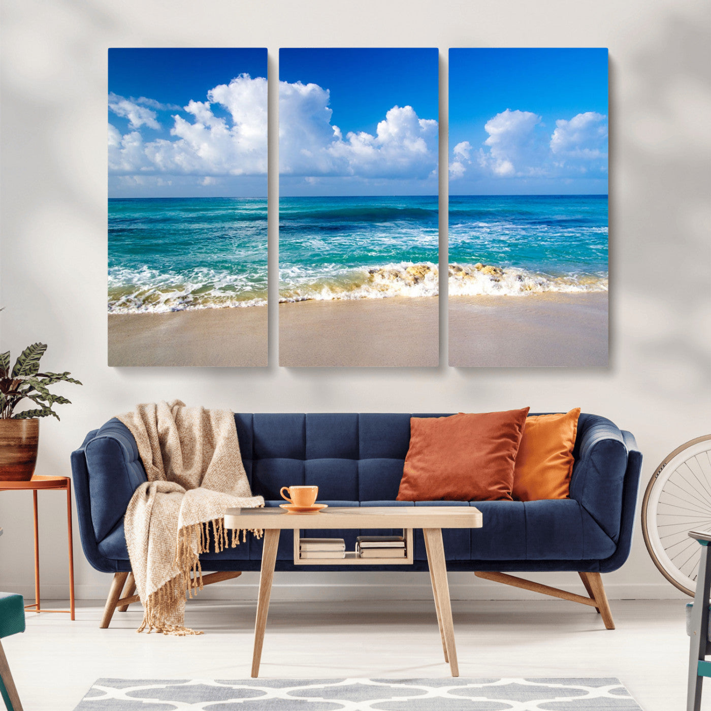 60364-MGV-CV-36X24-Tropical Ocean Wave Wall Art – Serene Blue Sea and White Sand Beach Canvas Print, Coastal Landscape Decor for Living Room, Bedroom