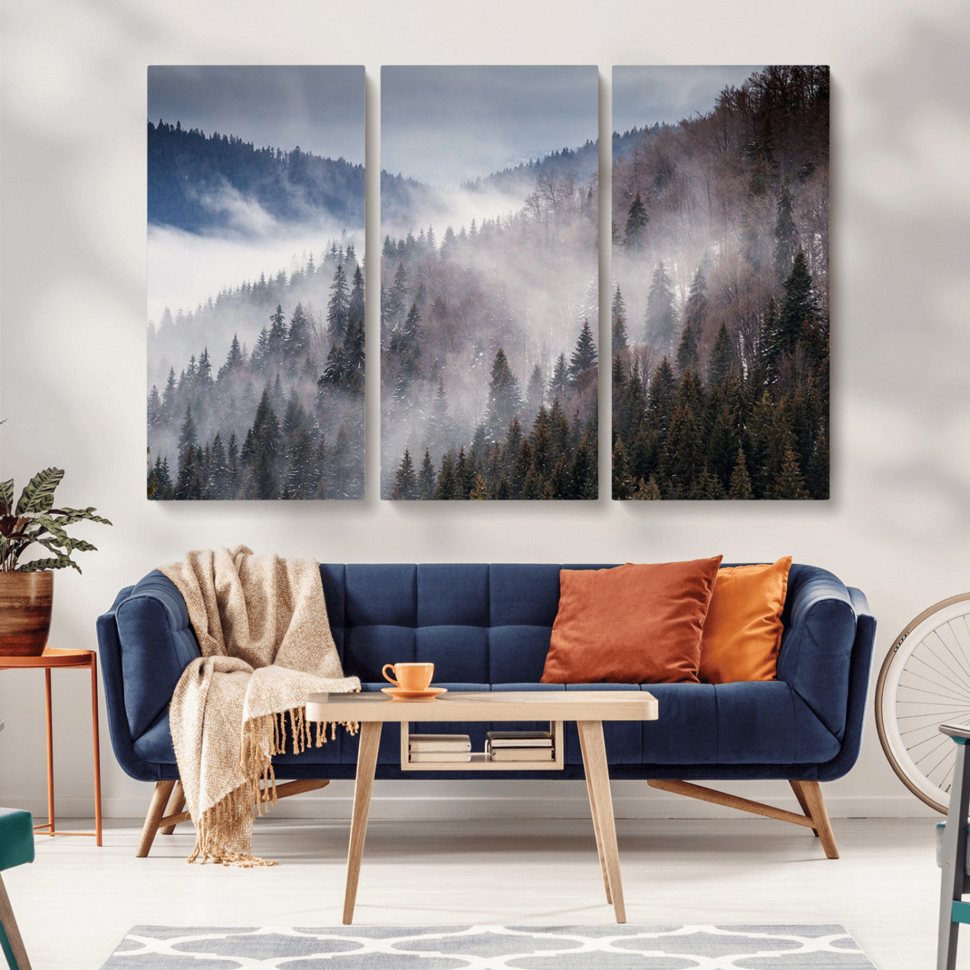 18459-MGV-CV-36X24-Misty Pine Forest Wall Art – Serene Mountain Landscape Canvas Print, Tranquil Nature Artwork for Living Room, Bedroom, Cabin or