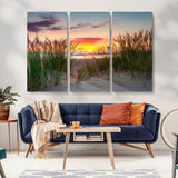 25576-MGV-CV-36X24-Beach Grass Sunset Wall Art – Coastal Sand Dune Landscape Canvas Print, Ocean View Nature Decor for Living Room or Office Wall