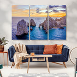 72955-MGV-CV-36X24-Ocean Rock Formation Wall Art – Sunset Coastal Seascape Print, Beach Landscape Decor for Living Room or Office