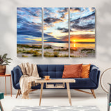 39645-MGV-CV-36X24-Golden Beach Sunset Wall Art – Serene Ocean Horizon Canvas Print, Coastal Nature Landscape Decor for Living Room, Bedroom or