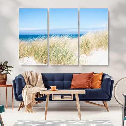 96913-MGV-CV-36X24-Coastal Dunes Wall Art – Serene Beach Grass and Blue Ocean Canvas Print, Relaxing Seaside Nature Decor for Living Room, Bedroom or