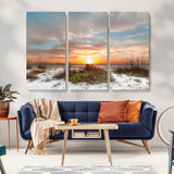 91064-MGV-CV-36X24-Beach Sunset Wall Art – Coastal Sand Dunes and Ocean Horizon Canvas Print, Seaside Landscape Wall Decor for Living Room, Bedroom