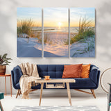 48907-MGV-CV-36X24-Beach Sunset Wall Art – Coastal Sand Dunes and Ocean View Canvas Print, Serene Seaside Landscape Painting for Living Room, Bedroom