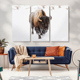 19889-MGV-CV-36X24-Snow Bison Wall Art – Majestic Buffalo Winter Landscape Canvas Print, Rustic Wildlife Photography Decor for Cabin, Lodge, Living