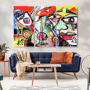 37796-MGV-CV-36X24-Picasso Style Wall Art Canvas Print, Framed Picasso Art Picture Print, Picasso Cubism Perfect Modern Abstract Decor Artwork