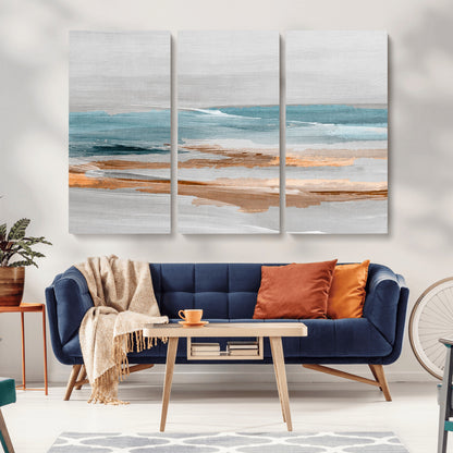 23430-MGV-CV-36X24-Abstract Coastal Wall Art – Modern Ocean Horizon Canvas Print, Minimalist Beach Scene Painting for Bedroom, Living Room, Office or
