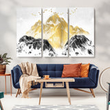 37733-MGV-CV-36X24-Golden Mountain Wall Art – Modern Abstract Landscape Canvas Print with Birds, Luxury Nature Decor for Living Room, Bedroom, or