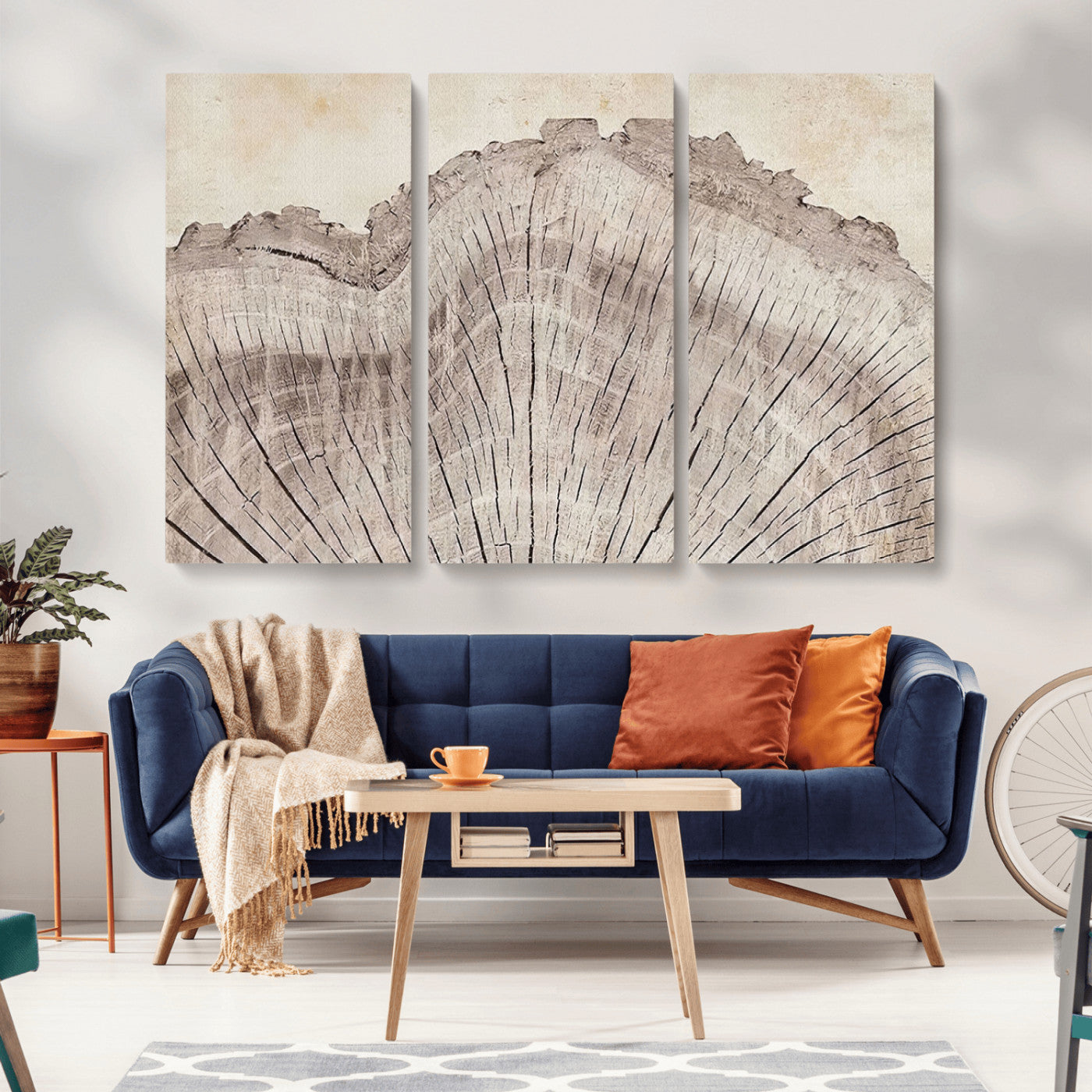 67528-MGV-CV-36X24-Wood Ring Wall Art Canvas Print, Framed Tree Ring Art Picture Print, Rustic Tree Ring Perfect Neutral Boho Decor Artwork