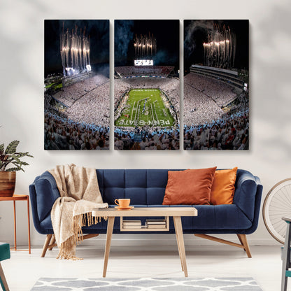 11391-MGV-CV-36X24-Penn State Stadium Wall Art – Panoramic White Out Football Game Canvas Print, College Sports Decor for Office, Man Cave, or Living