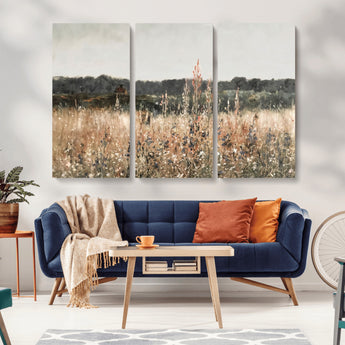 46308-MGV-CV-36X24-Wildflower Field Wall Art – Rustic Meadow Landscape Canvas Print, Country Nature Decor for Living Room, Bedroom or Farmhouse