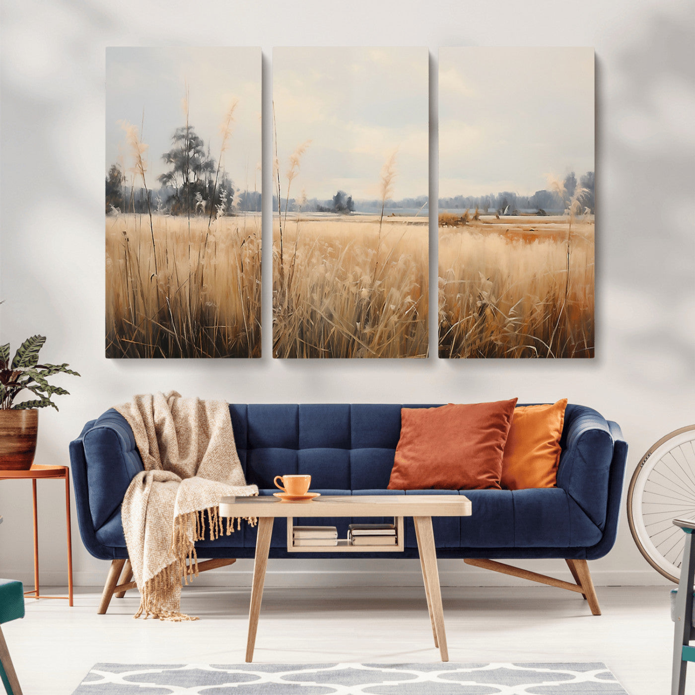 38193-MGV-CV-36X24-Golden Meadow Wall Art – Serene Grassland Landscape Canvas Print, Rustic Nature Decor for Bedroom, Living Room or Farmhouse