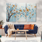 59455-MGV-CV-36X24-Butterfly Tree Branch Wall Art – Blue and Yellow Abstract Canvas Print, Modern Nature Artwork for Living Room, Bedroom or Office