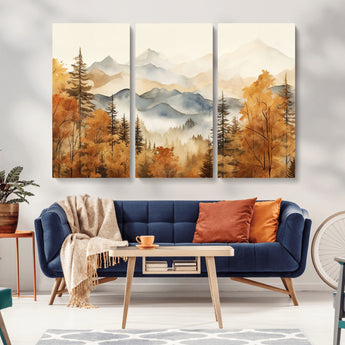 72950-MGV-CV-36X24-Autumn Mountain Forest Wall Art – Golden Fall Landscape Canvas Print, Nature-Inspired Home Decor for Living Room, Bedroom or