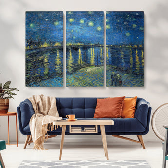 94605-MGV-CV-36X24-Starry Night Over the Rhone Wall Art – Vincent van Gogh Canvas Print, Famous Impressionist Painting for Living Room, Office