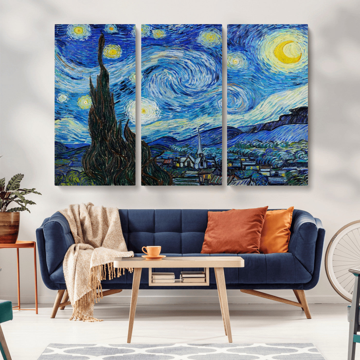 39177-MGV-CV-36X24-Starry Night Wall Art – Vincent van Gogh Famous Painting Canvas Print, Timeless Starry Sky Decor for Living Room, Bedroom or