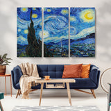 39177-MGV-CV-36X24-Starry Night Wall Art – Vincent van Gogh Famous Painting Canvas Print, Timeless Starry Sky Decor for Living Room, Bedroom or