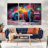 13549-MGV-CV-36X24-Graffiti Gym Wall Art Canvas Print, Framed Graffiti Barbell Art Picture Print, Weightlifting Perfect Fitness Studio Decor Artwork