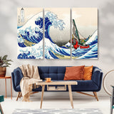 19450-MGV-CV-36X24-Great Wave Adventure Wall Art – Japanese Style Ocean Canvas Print, Fantasy Sailing Decor for Living Room, Bedroom or Office