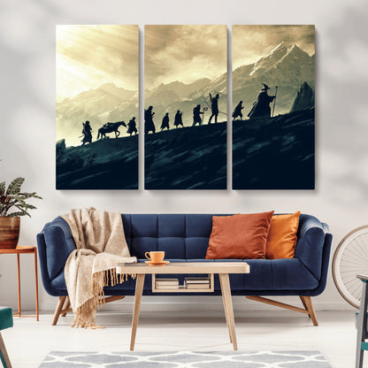 41574-MGV-CV-36X24-Fellowship Journey Wall Art – Epic Fantasy Adventure Canvas Print, Mountain Landscape Decor for Living Room, Office or Man Cave