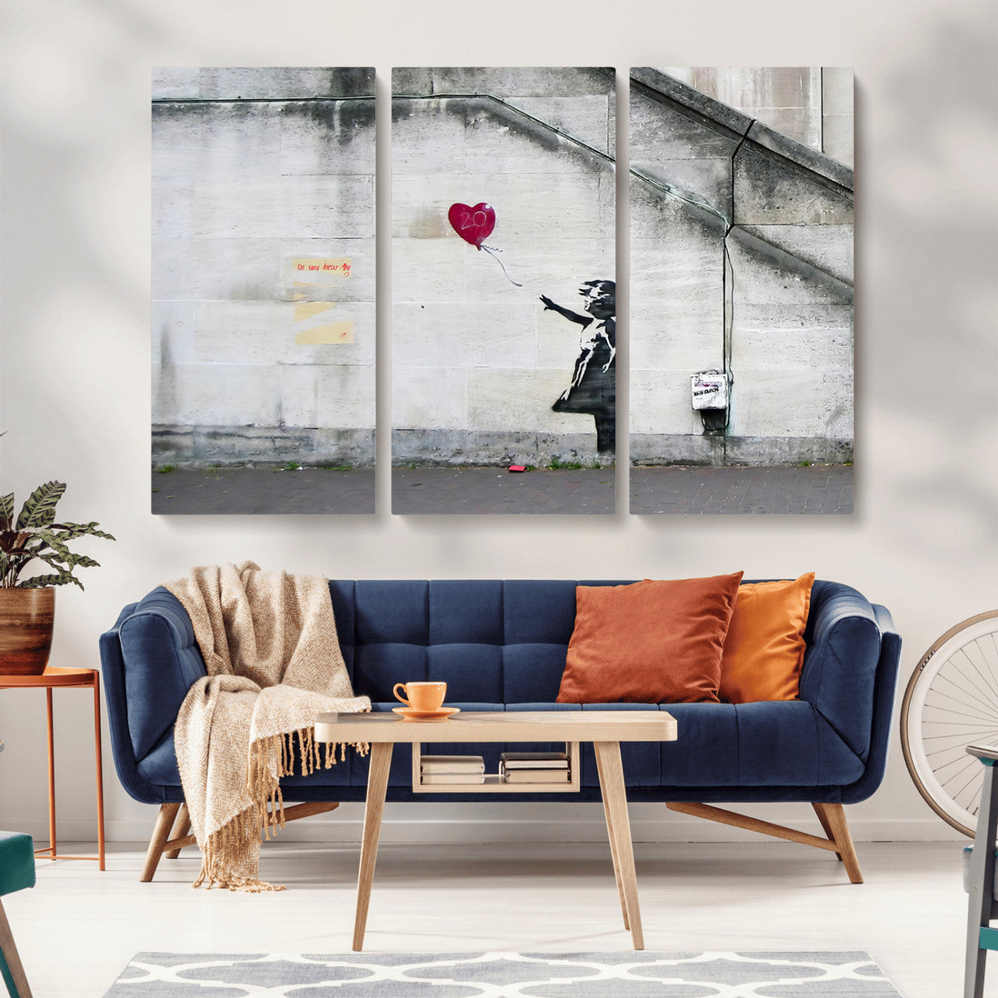 50559-MGV-CV-36X24-Banksy Girl with Balloon Wall Art – Famous Street Graffiti Canvas Print, Modern Urban Artwork for Living Room, Bedroom or Office