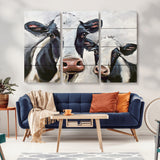 28934-MGV-CV-36X24-Farmhouse Cow Wall Art – Rustic Black and White Dairy Cattle Canvas Print, Country Barn Animal Painting for Kitchen, Living Room