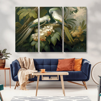 84047-MGV-CV-36X24-Tropical Birds Wall Art – Elegant Botanical Canvas Print, Exotic Nature Decor for Living Room, Bedroom or Office