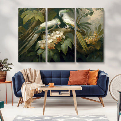 84047-MGV-CV-36X24-Tropical Birds Wall Art – Elegant Botanical Canvas Print, Exotic Nature Decor for Living Room, Bedroom or Office