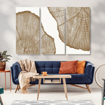 99692-MGV-CV-36X24-Tree Ring Linocut Wall Art Canvas Print, Framed Wood Cut Art Picture Print, Tree Rings Perfect Minimalist Rustic Decor Artwork