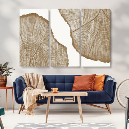 99692-MGV-CV-36X24-Tree Ring Linocut Wall Art Canvas Print, Framed Wood Cut Art Picture Print, Tree Rings Perfect Minimalist Rustic Decor Artwork