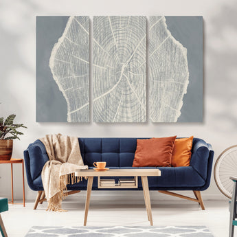 25547-MGV-CV-36X24-Tree Ring Wall Art Canvas Print, Framed Linocut Tree Ring Art Picture Print, Wood Texture Perfect Minimalist Farmhouse Decor