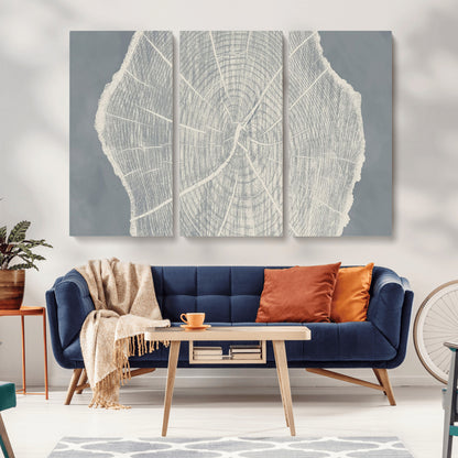 25547-MGV-CV-36X24-Tree Ring Wall Art Canvas Print, Framed Linocut Tree Ring Art Picture Print, Wood Texture Perfect Minimalist Farmhouse Decor