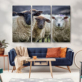 18418-MGV-CV-36X24-Sheep Wall Art Canvas Print, Framed Farmhouse Sheep Art Picture Print, Sheep Herd Perfect Rustic Farmhouse Decor Artwork
