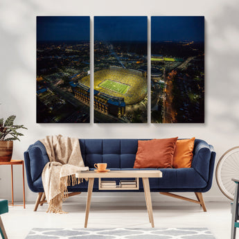 33588-MGV-CV-36X24-Football Stadium Wall Art – Aerial Night Game Canvas Print Packed Field City Lights, Sports Photography Decor for Game Room, Man