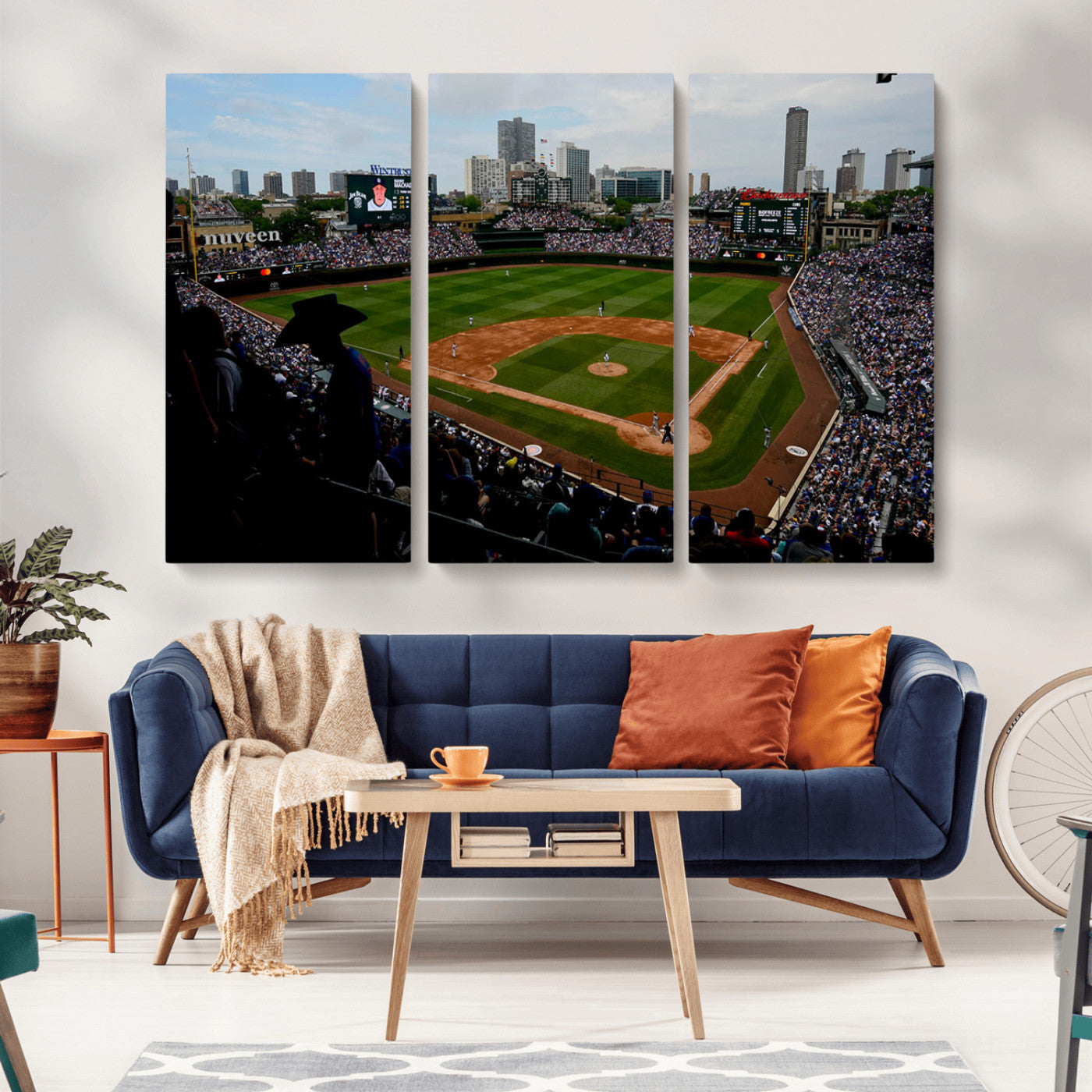 34859-MGV-CV-36X24-Wrigley Field Wall Art Canvas Print, Framed Chicago Cubs Stadium Art Picture Print, Wrigley Stadium Field Perfect Sport Room Decor