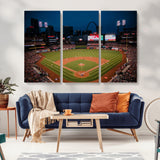 38612-MGV-CV-36X24-Busch Stadium Wall Art Canvas Print, Framed Missouri Stadium Art Picture Print, Busch Stadium Field Perfect Sports Room Decor